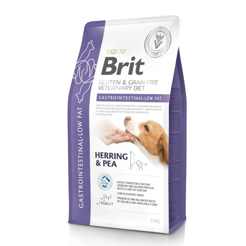 Brit VD Gastrointestinal Low Fat, pies, śledź i groszek, 2 kg