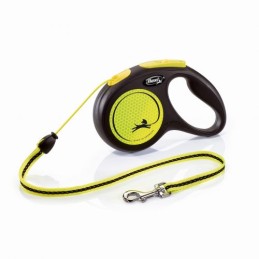 Smycz Flexi neon, odblaskowa, automatyczna, linka, rozmiar S, 5m, 12 kg