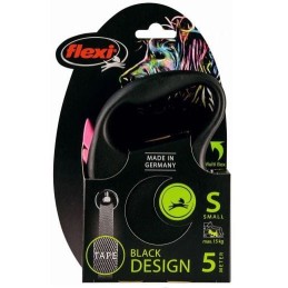 Flexi Black Design, smycz automatyczna dla psa, czarno/różowa, S, 5m, taśma