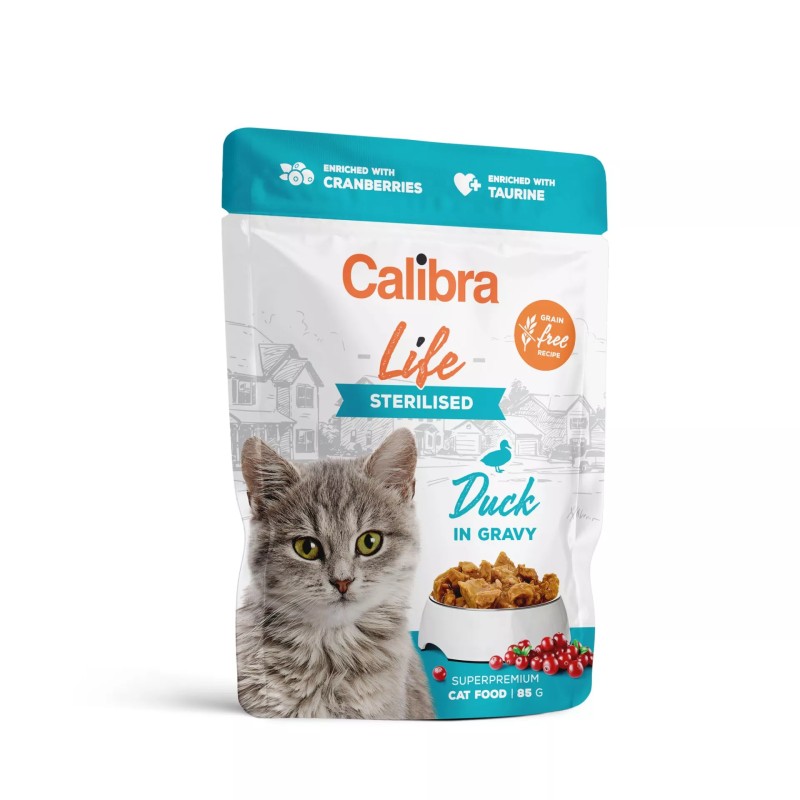 Calibra life, koty sterylizowane, kaczka z żurawiną, 85 g