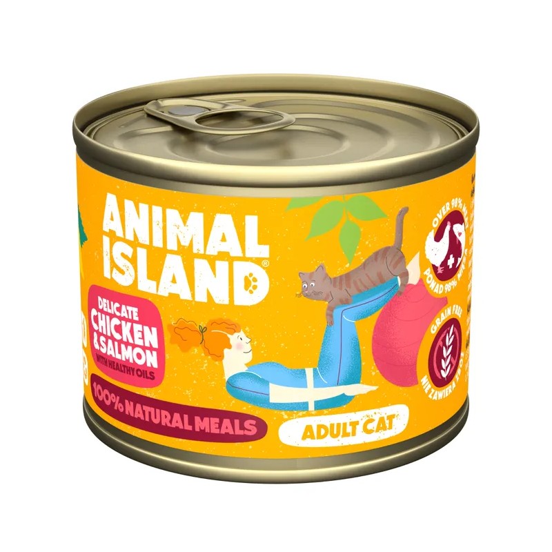 Animal Island, kot, kurczak i łosoś, 200g