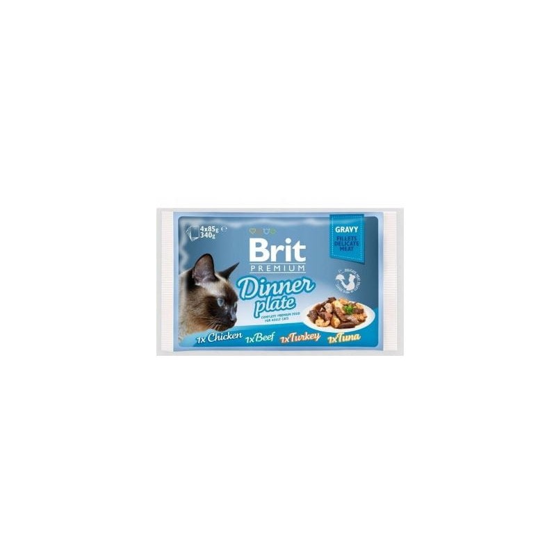 BRIT CAT, POUCH GRAVY FILLET DINNER PLATE, 340 g (4 x 85 g)
