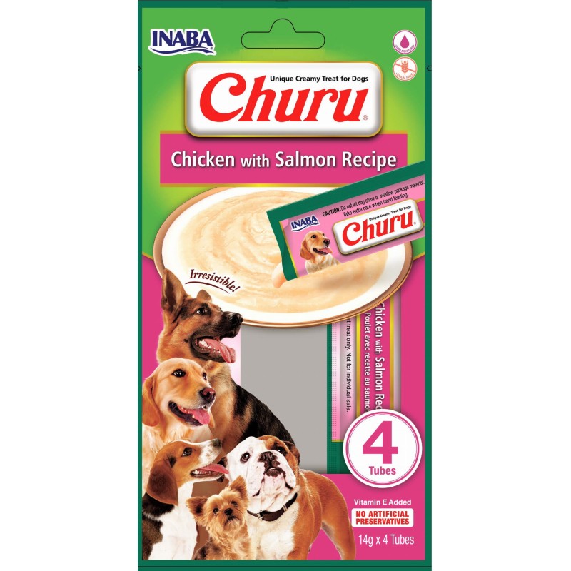 Inaba Dog Churu 4P, kurczak z łososiem, 4 x 14 g
